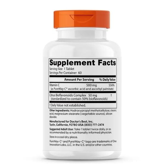 Sustained Release Vitamin C with PureWay-C, 500mg, 60 tabs, Doctor's Best - Vitax.ro