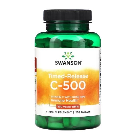Vitamin C with Rose Hips, Timed-Release, 500mg, 250 tabs, Swanson - Vitax.ro