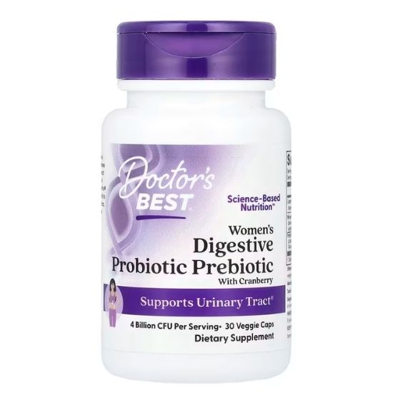 Women's Digestive Probiotic Prebiotic With Cranberry, 30 vcaps, Doctor's Best - Vitax.ro