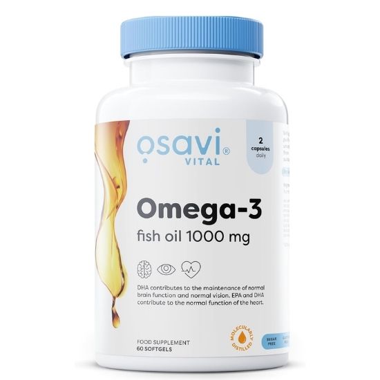 Omega-3 Fish Oil, 1000mg (Lemon), 60 softgels, Osavi - Vitax.ro