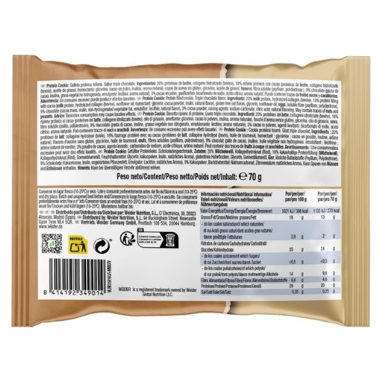 Filled Protein Cookie, Triple Chocolate, 70g, Weider