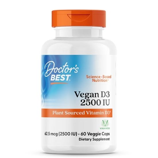 Vegan D3, 2500 IU, 60 vcaps, Doctor's Best - Vitax.ro