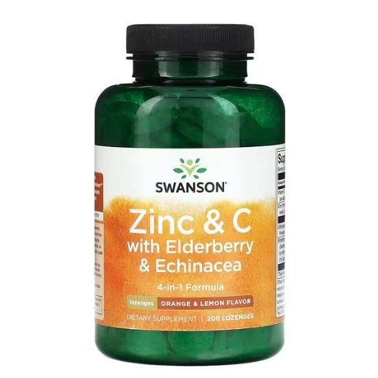 Zinc & C with Elderberry & Echinacea, Orange & Lemon, 200 lozenges, Swanson - Vitax.ro