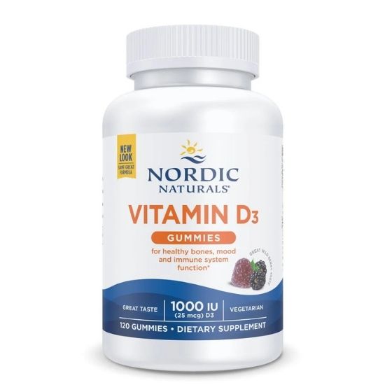 Vitamin D3 Gummies, 1000 IU Wild Berry, 120 gummies, Nordic Naturals - Vitax.ro