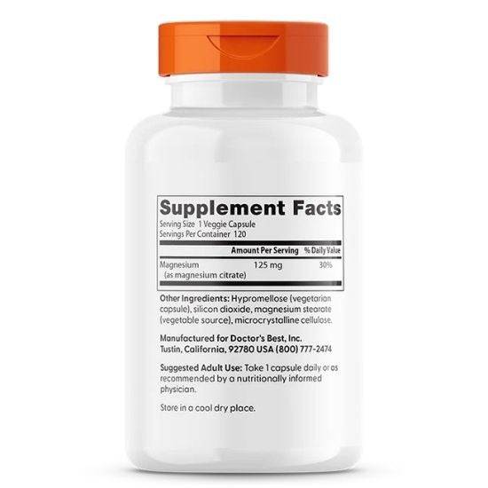 Magnesium Citrate, 125mg, 120 vcaps, Doctor's Best