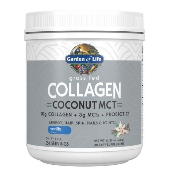 Grass Fed Collagen Coconut MCT, Vanilla, 408g, Garden of Life - Vitax.ro