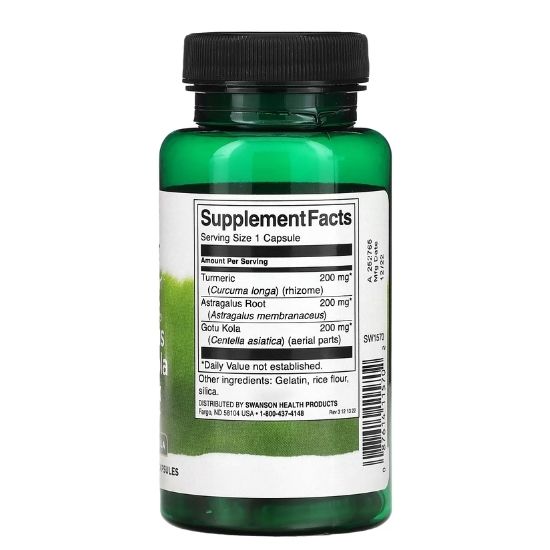 Full Spectrum Turmeric, Astragalus & Gotu Kola Complex, 60 caps, Swanson - Vitax.ro