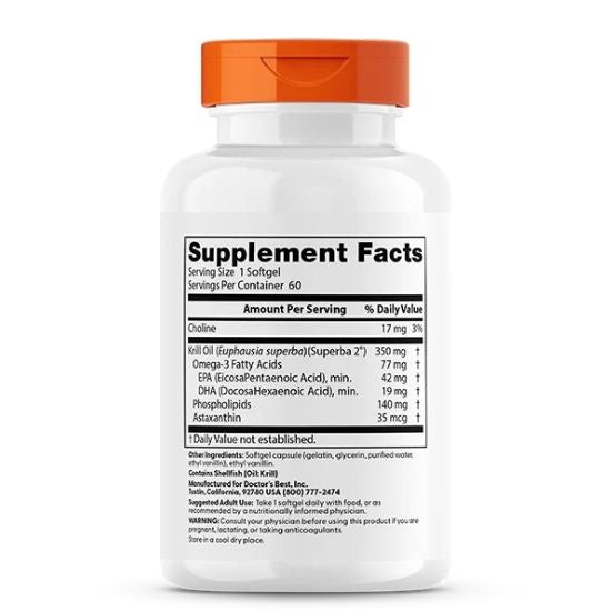 Real Krill, 350mg, 60 softgels, Doctor's Best - Vitax.ro