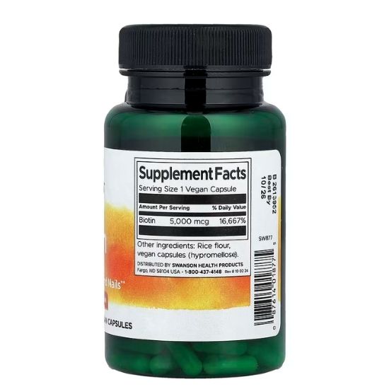 Biotin 5000mcg, 100 caps, Swanson - Vitax.ro