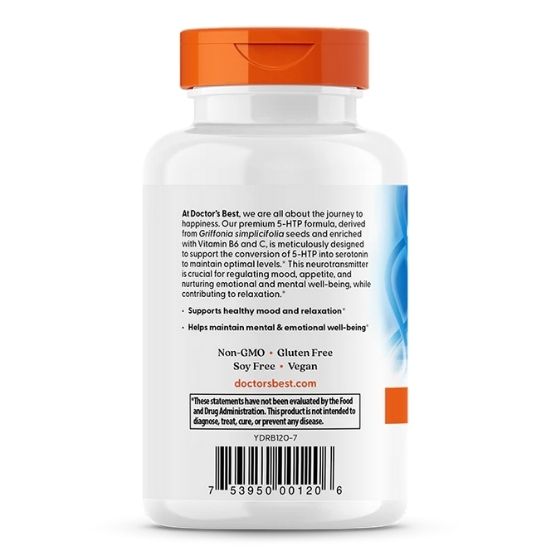 5-HTP Enhanced cu Vitamin B6 and C, 120 vcaps, Doctor's Best - Vitax.ro