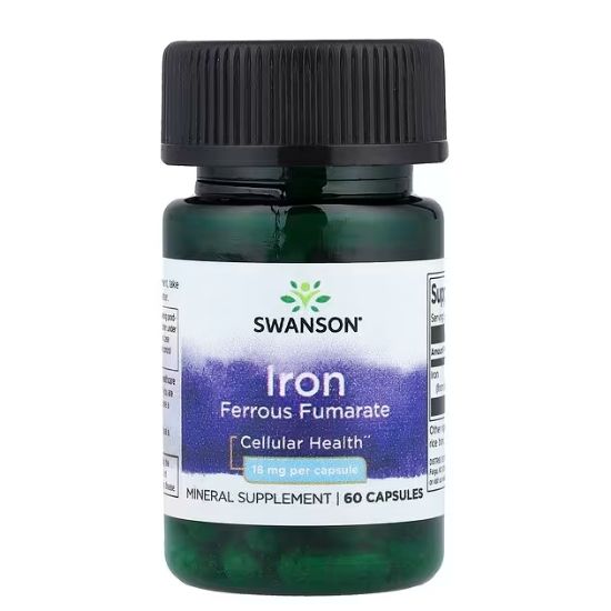 Iron (Ferrous Fumarate), 18mg, 60 caps, Swanson - Vitax.ro