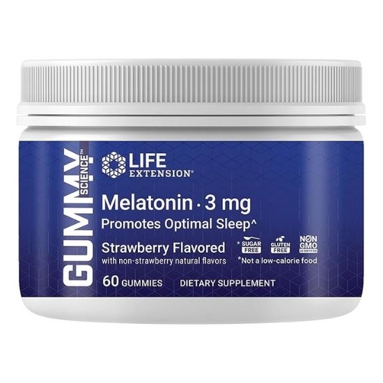 Gummy Science Melatonin, 3mg (Strawberry,  60 gummies, Life Extension - Vitax.ro