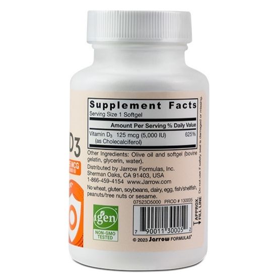 Vitamin D3, 5000 IU, 100 softgels, Jarrow Formulas - Vitax.ro