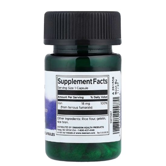 Iron (Ferrous Fumarate), 18mg, 60 caps, Swanson - Vitax.ro