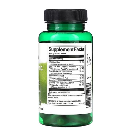 Adaptogenic Herbal Complex with Rhodiola, Ashwagandha & Ginseng, 60 caps, Swanson - Vitax.ro