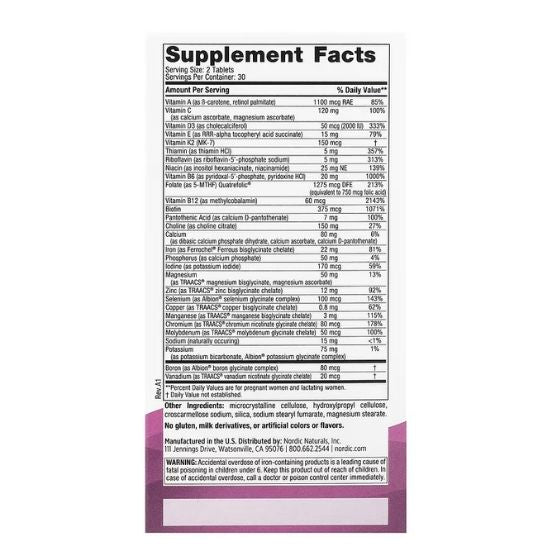 Prenatal Multivitamin, 60 tablets, Nordic Naturals - Vitax.ro