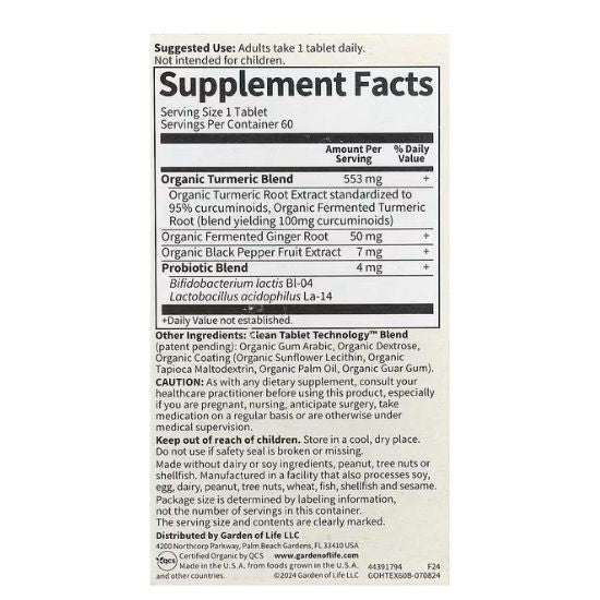 Mykind Organics Extra Strength Turmeric, 60 vegan tabs, Garden of Life - Vitax.ro