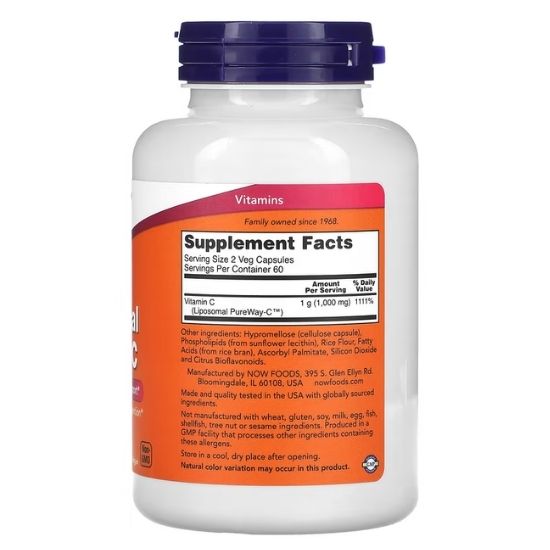 Liposomal Vitamin C, 120 vcaps, NOW Foods - Vitax.ro