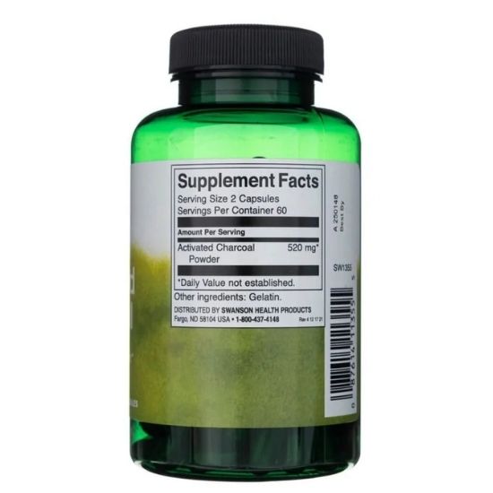 Activated Charcoal, 260mg, 120 caps, Swanson - Vitax.ro