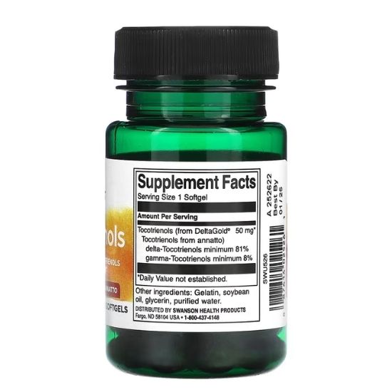Tocotrienols, 50mg, 60 softgels, Swanson - Vitax.ro