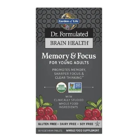 Dr. Formulated Memory & Focus for Young Adults, 60 vegetarian tabs, Garden of Life - Vitax.ro