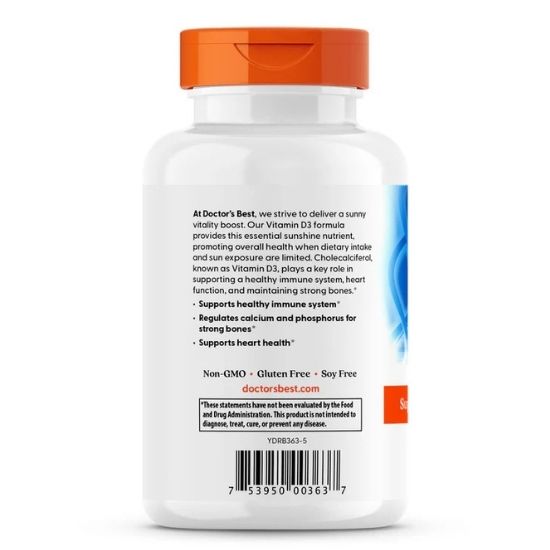 Vitamin D3, 5000 IU, 720 softgels, Doctor's Best - Vitax.ro