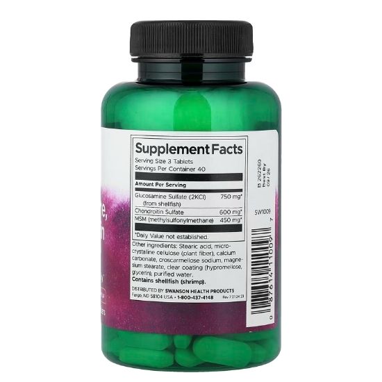 Glucosamine, Chondroitin & MSM, 750mg, 120 tabs, Swanson - Vitax.ro