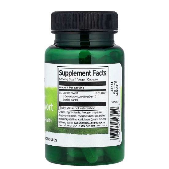 Full Spectrum St. John's Wort, 375mg, 60 caps, Swanson - Vitax.ro
