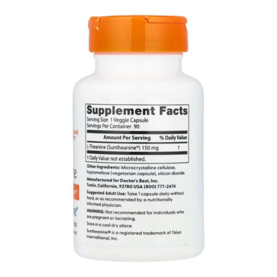 L-Theanine with Suntheanine, 150mg, 90 vcaps, Doctor's Best - Vitax.ro