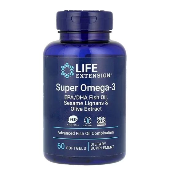 Super Omega-3 EPA/DHA with Sesame Lignans & Olive Extract, 60 softgels, Life Extension - Vitax.ro