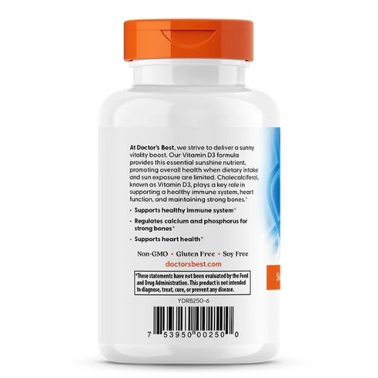 Vitamin D3, 5000 IU, 360 softgels, Doctor's Best - Vitax.ro
