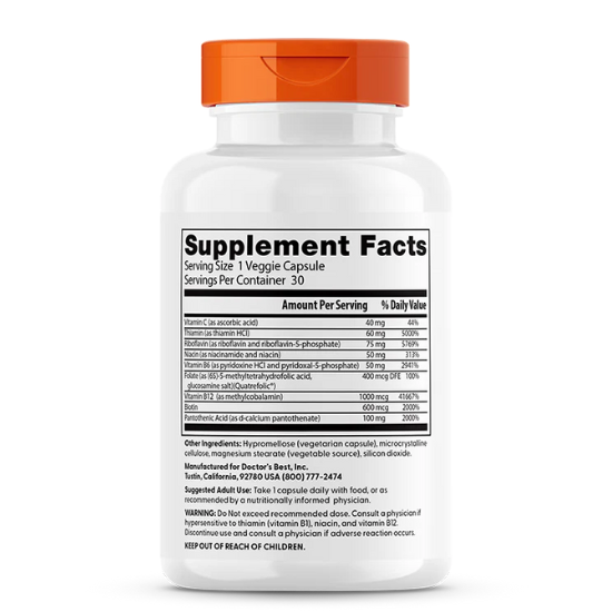 Fully Active B-Complex with Quatrefolic, 30 vcaps, Doctor's Best - Vitax.ro