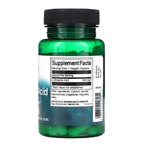 Glutamic Acid, 500mg, 60 vcaps, Swanson - Vitax.ro