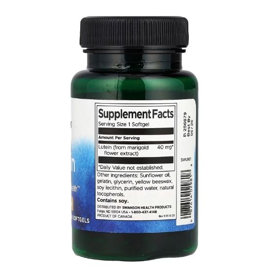 Lutein, 40mg, 60 softgels, Swanson - Vitax.ro