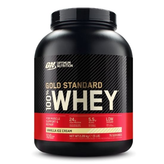 Gold Standard 100% Whey, Vanilla Ice Cream, 2280g, Optimum Nutrition - Vitax.ro