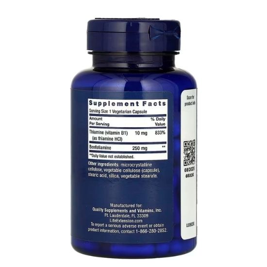 Mega Benfotiamine, 250mg, 120 vcaps, Life Extension - Vitax.ro