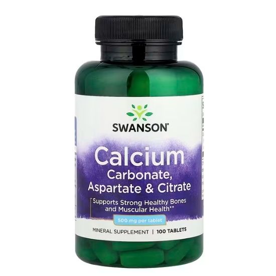 Calcium (Carbonate, Aspartate & Citrate), 500mg, 100 tabs, Swanson - Vitax.ro