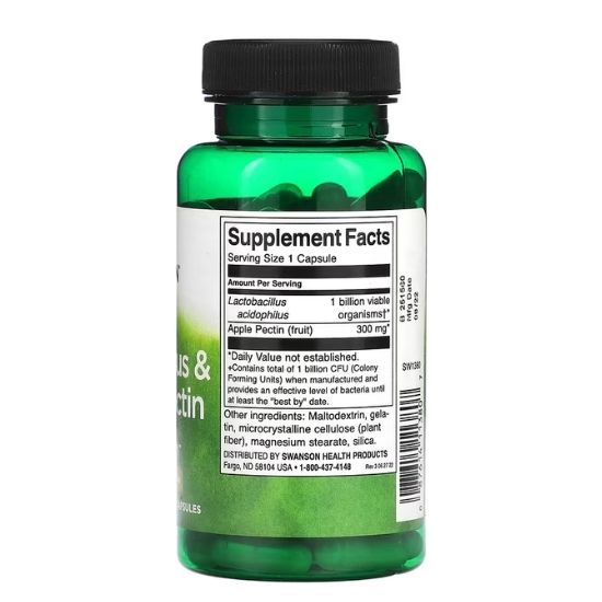 Acidophillus & Apple Pectin, 90 caps, Swanson - Vitax.ro