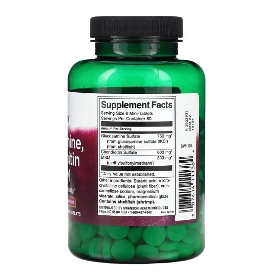 Glucosamine, Chondroitin & MSM, 360 mini-tabs, Swanson - Vitax.ro