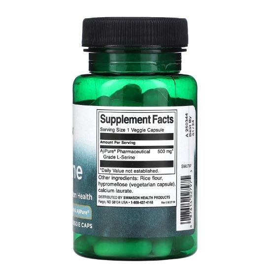 L-Serine, 500mg, 60 vcaps, Swanson - Vitax.ro