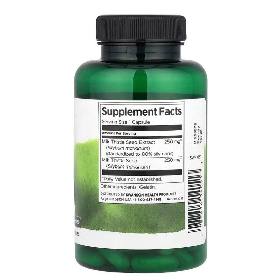 Milk Thistle (Standardized), 250mg, 120 caps, Swanson - Vitax.ro