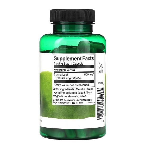 Senna Leaf, 500mg, 100 caps, Swanson - Vitax.ro