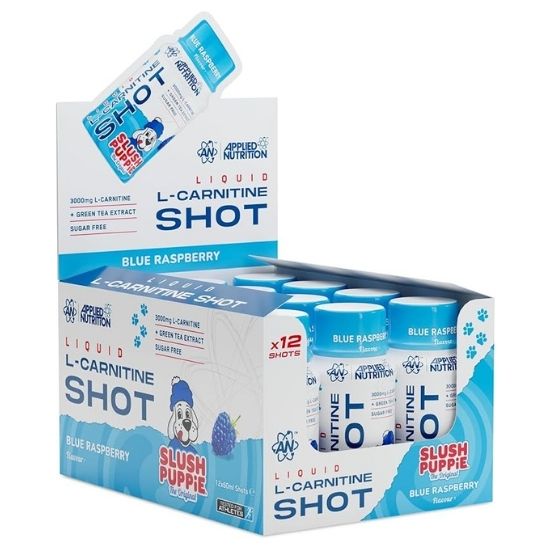 Liquid L-Carnitine Shot, Slush Puppie Blue Raspberry, 12 x 60 ml, Applied Nutrition