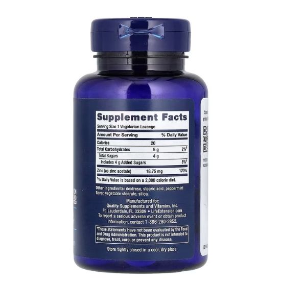 Enhanced Zinc Lozenges, Peppermint, 30 vegetarian lozenges, Life Extension - Vitax.ro