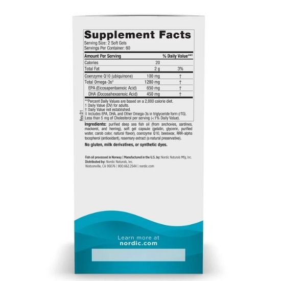 Ultimate Omega + CoQ10 Fish Oil, 120 softgels, Nordic Naturals - Vitax.ro