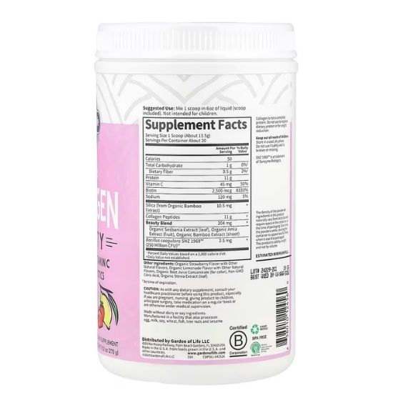 Grass Fed Collagen Beauty, Strawberry Lemonade, 270g, Garden of Life - Vitax.ro