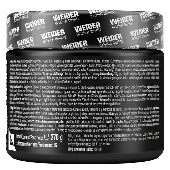 Mega Mass Pump, Blackcurrant, 270g, Weider