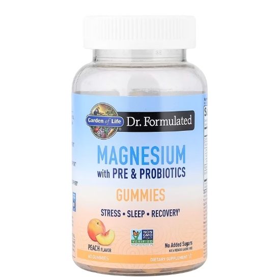 Dr. Formulated Magnesium with Pre & Probiotics Gummies, Peach, 60 gummies, Garden of Life - Vitax.ro