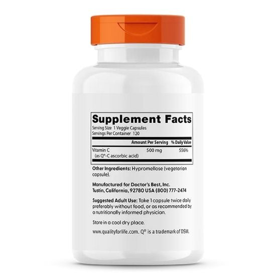 Vitamin C with Quali-C, 500mg, 120 vcaps, Doctor's Best - Vitax.ro