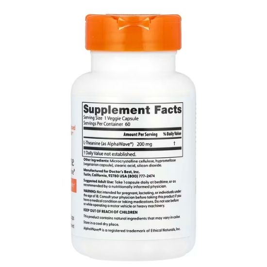 L-Theanine AlphaWave, 60 vcaps, Doctor's Best - Vitax.ro
